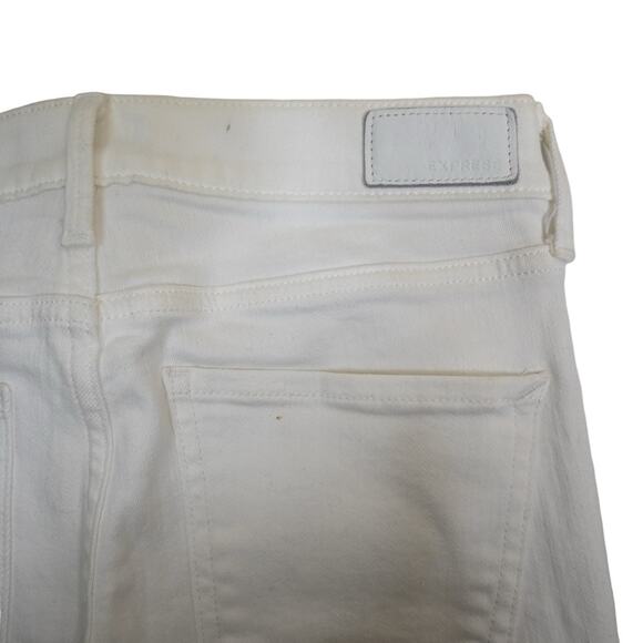 EXPRESS Womens 0 Mid Rise Cropped Legging Side Stripe White Jeans - Picture 7 of 11
